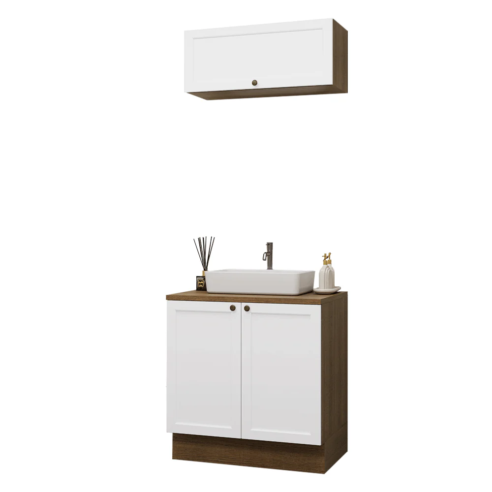Vanitory 80cm 3 puertas Marrón/Blanco Vik 02 - Image 3