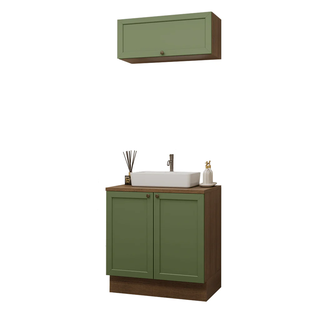 Vanitory 80cm 3 puertas Marrón/Verde Vik 02 - Image 3